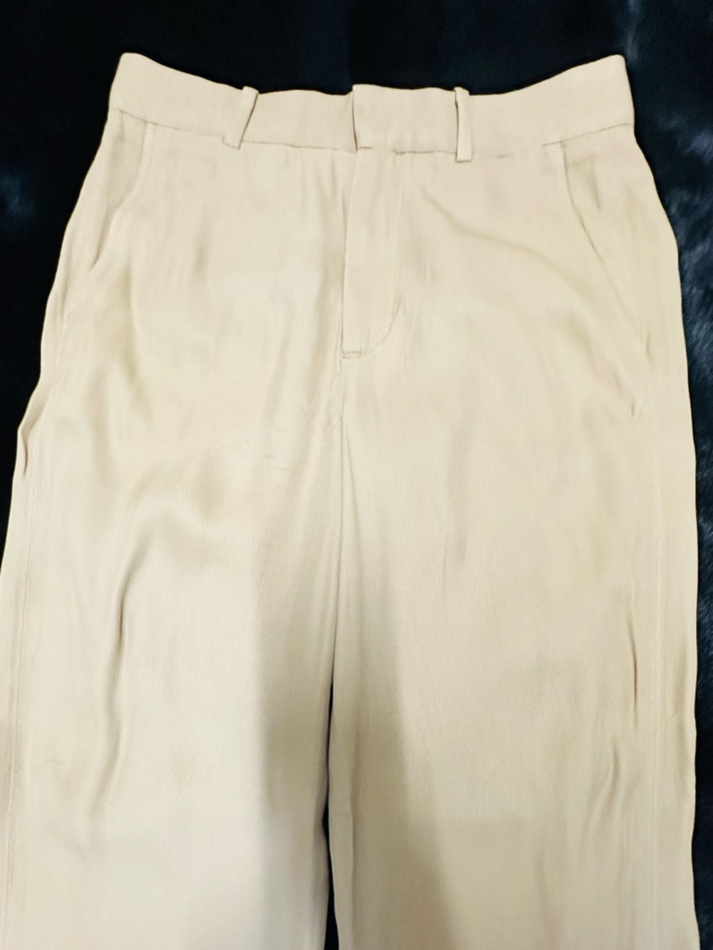 Zara Khaki Beige Wide Leg Trousers High Rise Straight Pants Size Small - Picture 12 of 13